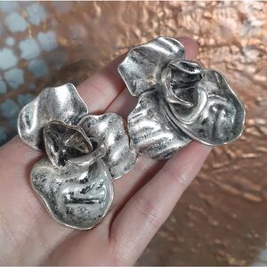 Zara Nwot Silvertone Statement Earrings